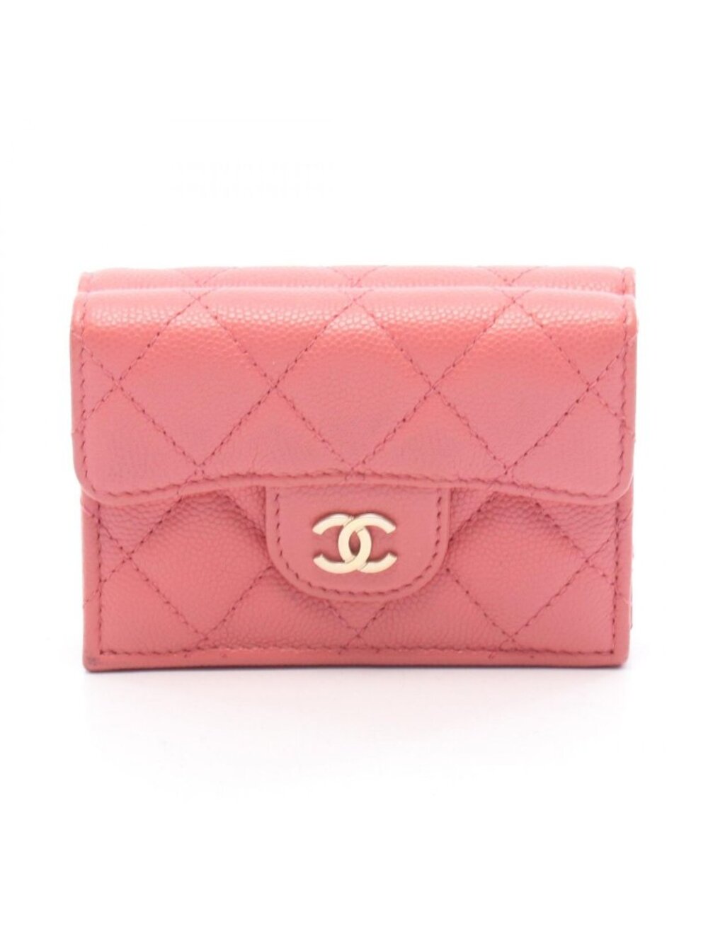 Chanel Trifold Wallet Classic Small Flap Quilted Pink Caviar Leather